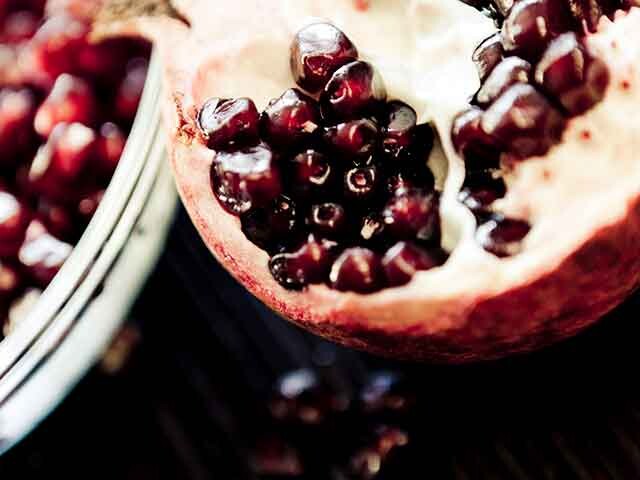 Pomegranate cut in half