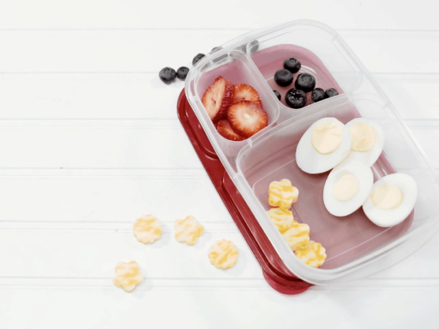 bento box with eggs and berries