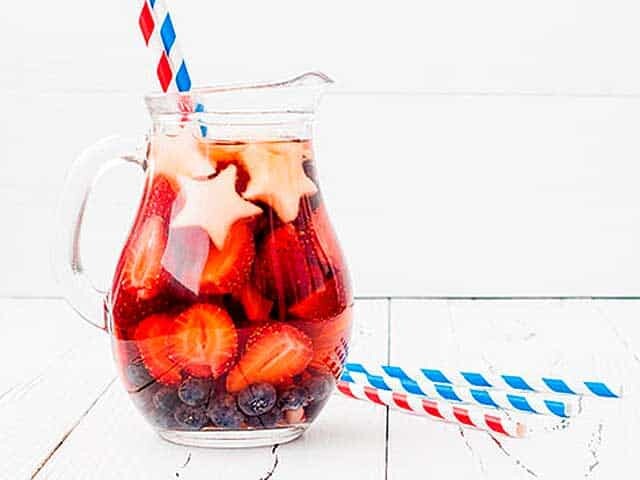 Pitcher of Red, White and Blue Sparkler and straws