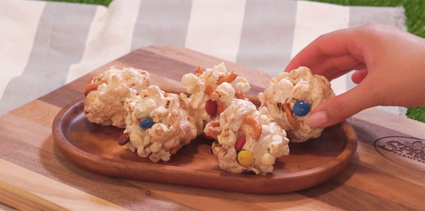 popcorn balls on a tray