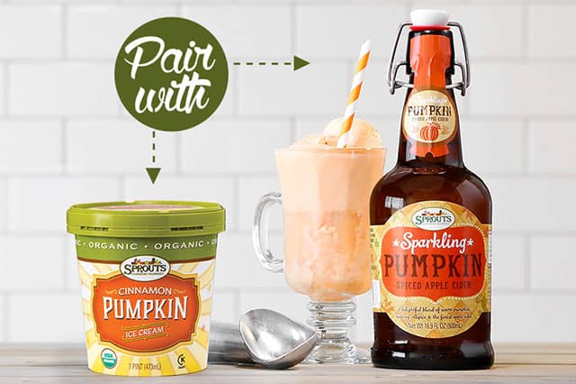 Organic Cinnamon Pumpkin Ice Cream + Sparkling Pumpkin Spiced Apple Cider