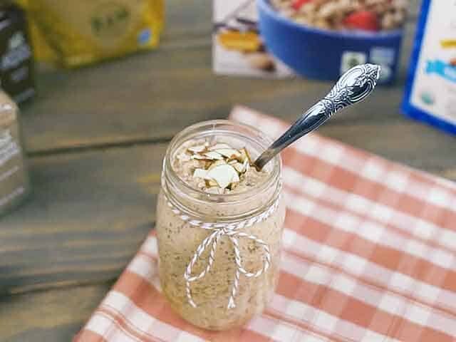 overnight oats in mason jar with spoon