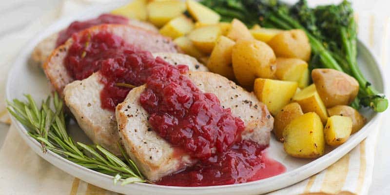 plum pork chops on a plate