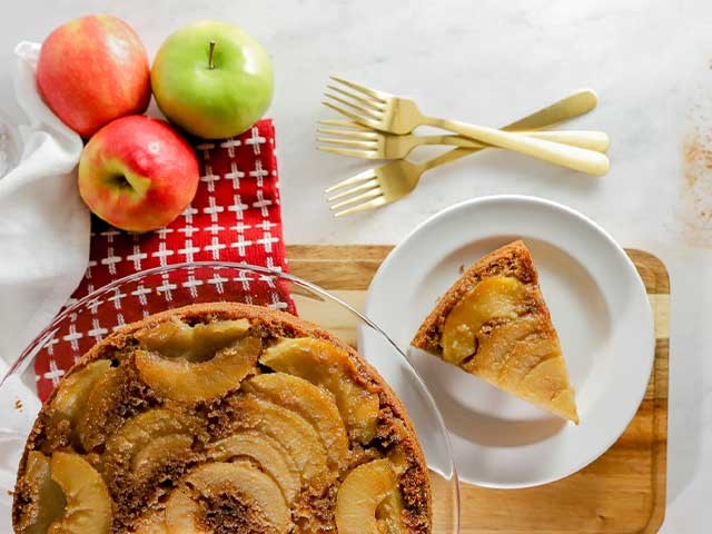 Apple Cake Slice with Whole Apples