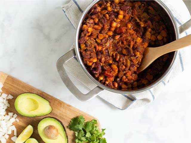 Chili in a pot with avocado from Sprouts Farmers Market