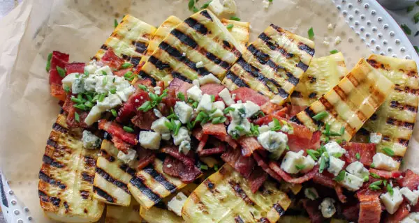 Grilled squash with dipping sauce