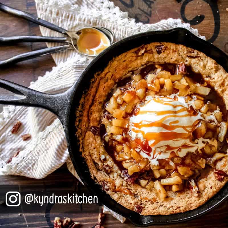 Caramel Apple Cookie Skillet with Ice Cream