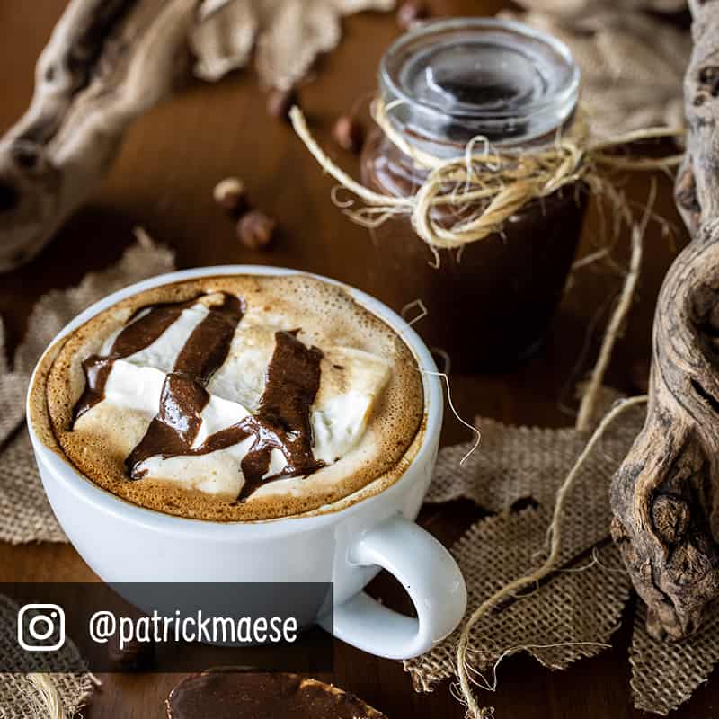 Keto mocha coffee with chocolate and whipped cream