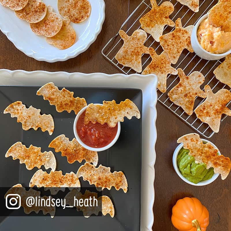 Bat and ghost shape tortilla chips