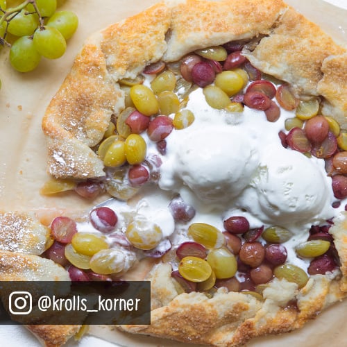 Grape Galette with ice cream