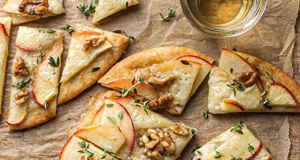 Apple Brie Flatbread on a serving platter