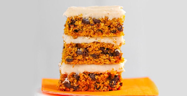 pumpkin bars on a napkin