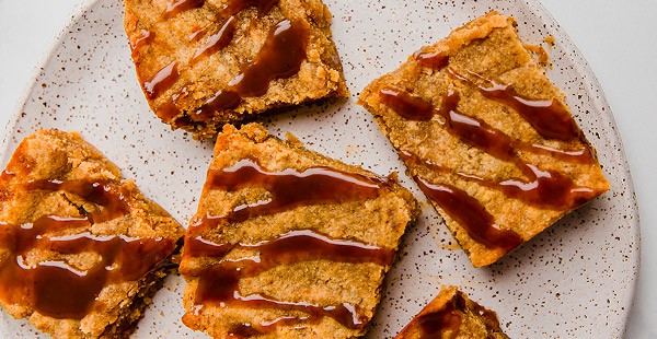 pumpkin blondies on a plate