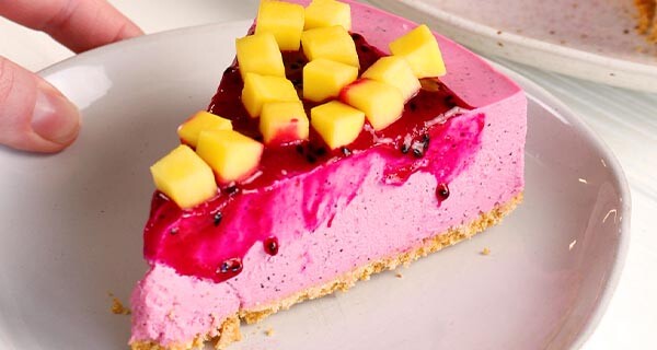 dragonfruit cheesecake slice