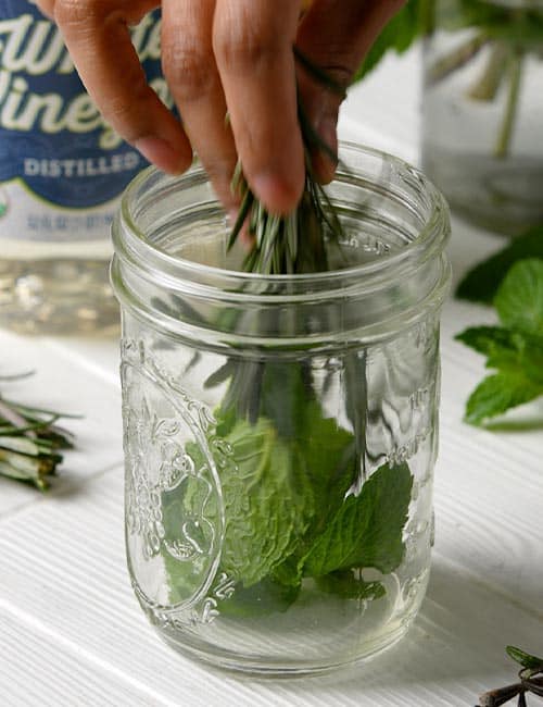 glass cleaner being prepared