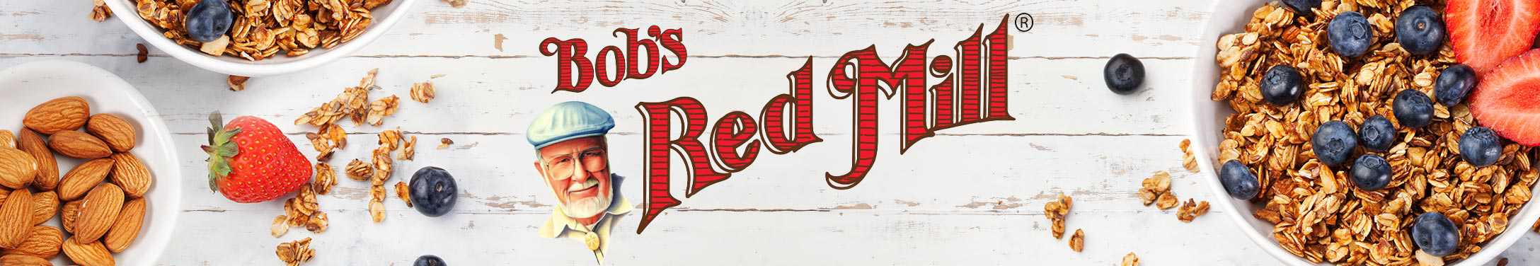 Bob's Red Mill logo surrounded by granola