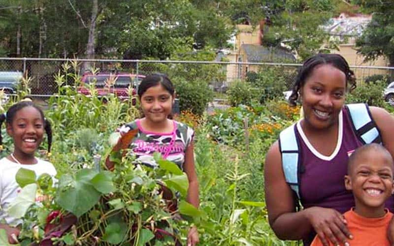 kids in a garden