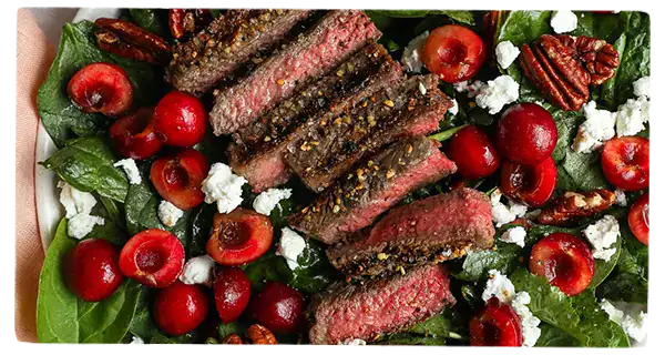 Steak Salad with Cherries