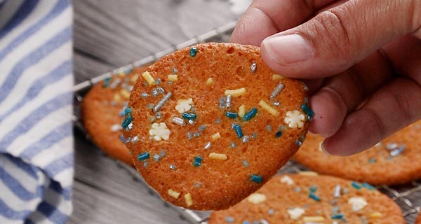 a hand holding a sugar cookie