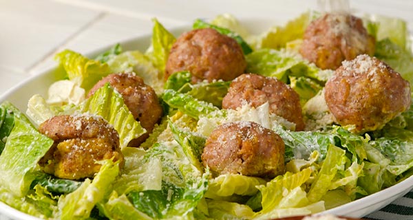 Turkey Meatball salad in a bowl