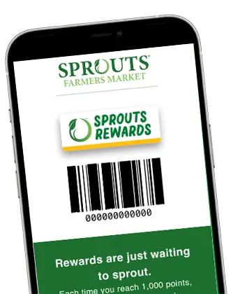 Sprouts rewards phone screen on a cell phone
