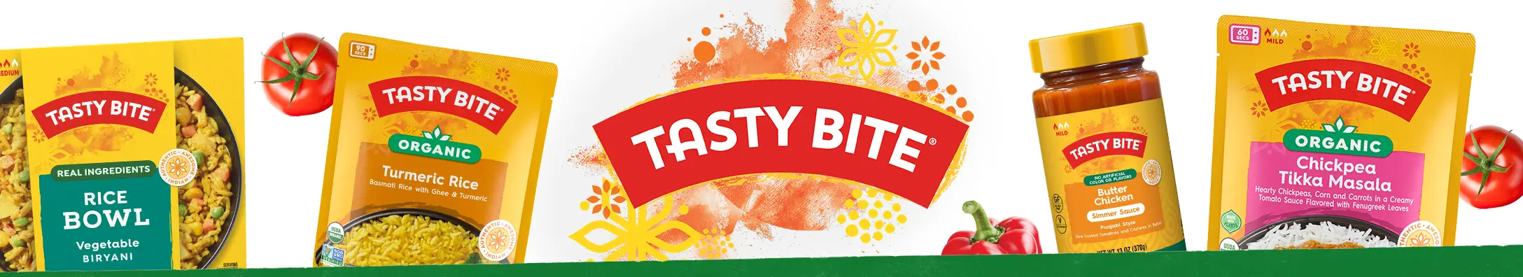 Tasty Bite logo next to product variety