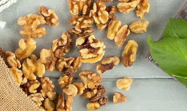 Walnuts spilling out of a bag