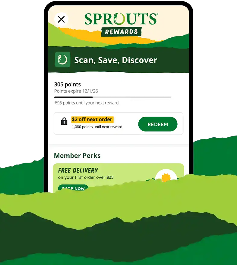 Sprouts Rewards Hub on a mobile phone