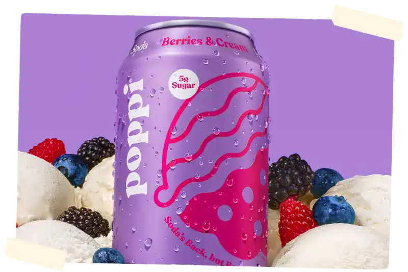 Poppi surrounded by berries