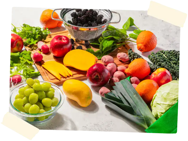 Produce on a tabletop